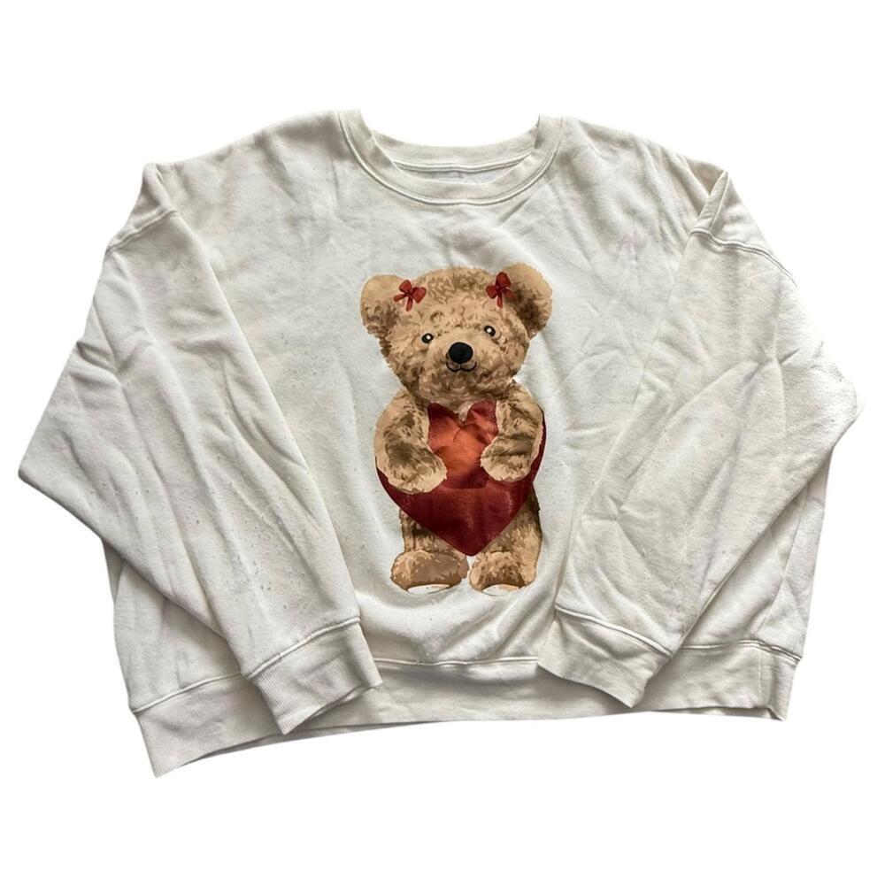 Grayson Threads Teddy Bear Valentine’s Sweatshirt White XXL